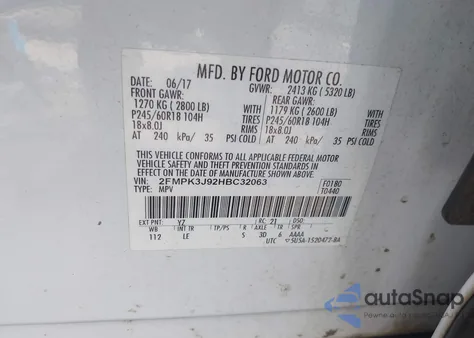 2017 Ford Edge Sel from USA, damaged, VIN 2FMPK3J92HBC32063